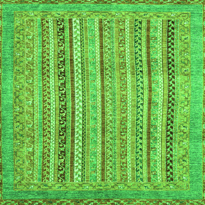 Square Machine Washable Abstract Green Modern Area Rugs, wshabs2380grn