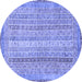 Round Abstract Blue Modern Rug, abs2381blu