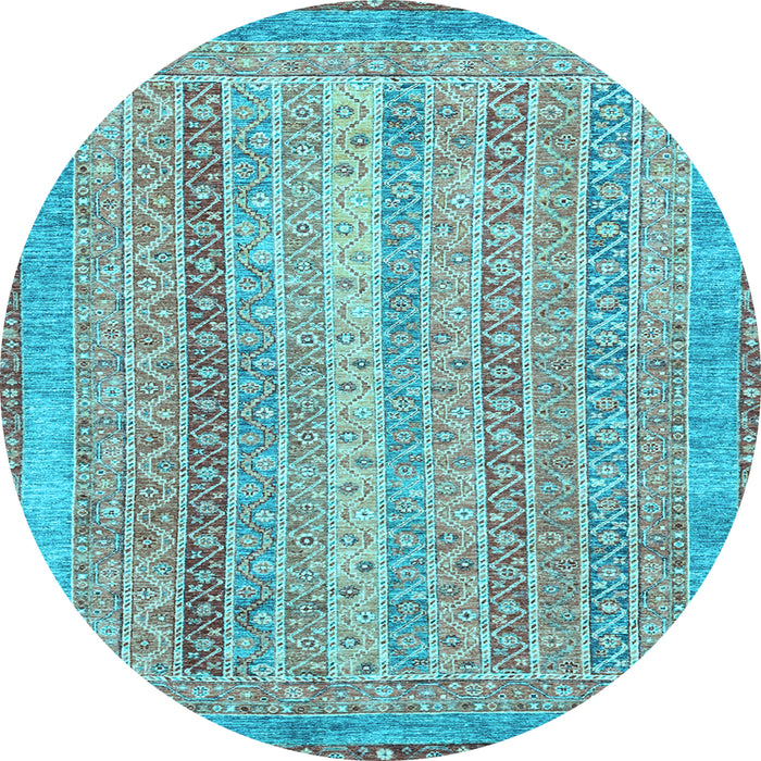 Round Abstract Light Blue Modern Rug, abs2381lblu