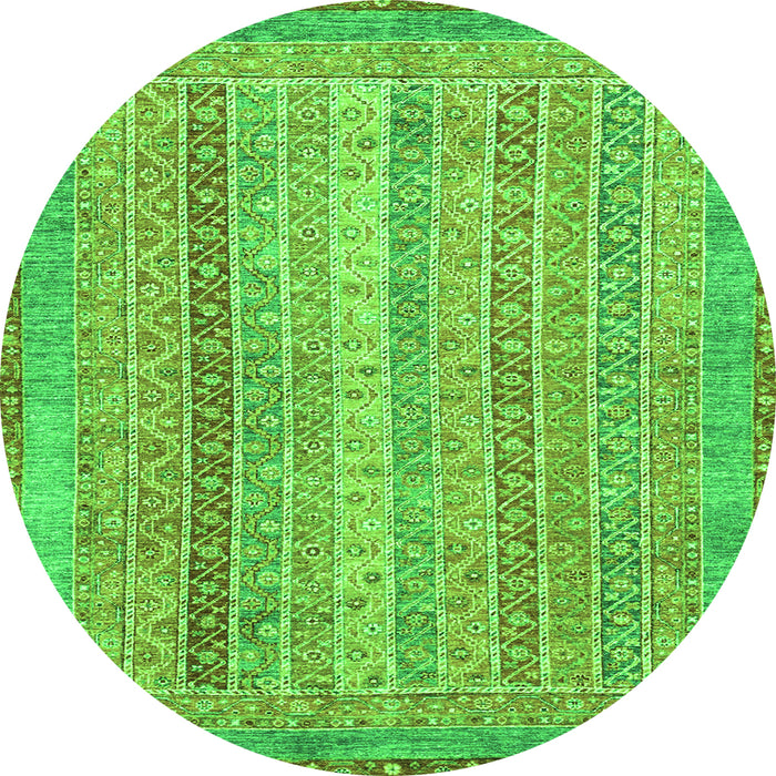 Round Abstract Green Modern Rug, abs2381grn