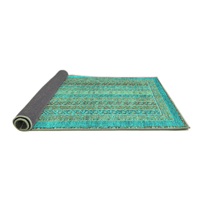 Sideview of Abstract Turquoise Modern Rug, abs2381turq