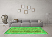 Machine Washable Abstract Green Modern Rug, wshabs2381grn