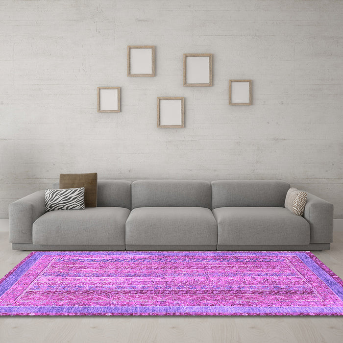 Machine Washable Abstract Purple Modern Area Rugs in a Living Room, wshabs2381pur