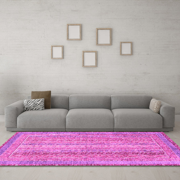 Machine Washable Abstract Pink Modern Rug in a Living Room, wshabs2381pnk