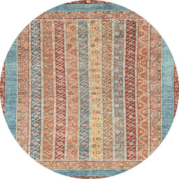 Round Abstract Rust Pink Modern Rug, abs2381