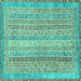 Square Abstract Turquoise Modern Rug, abs2381turq