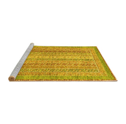 Sideview of Machine Washable Abstract Yellow Modern Rug, wshabs2381yw