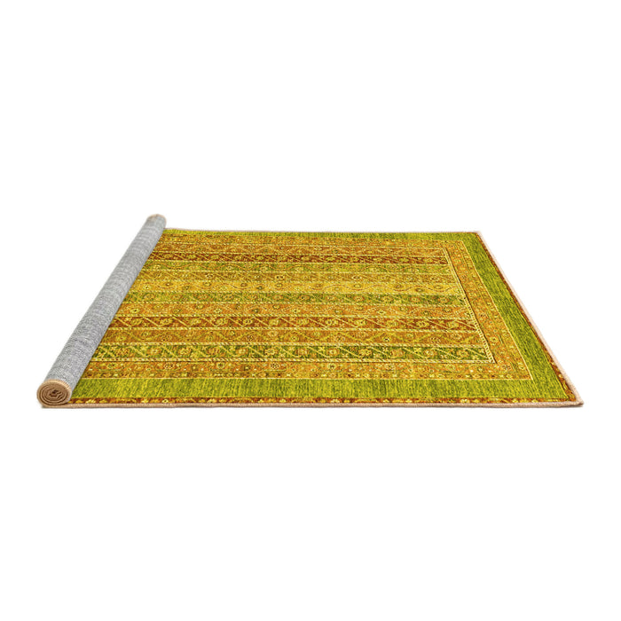 Sideview of Machine Washable Abstract Yellow Modern Rug, wshabs2381yw