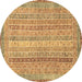 Round Abstract Brown Modern Rug, abs2381brn