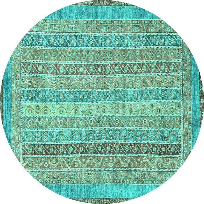 Round Abstract Turquoise Modern Rug, abs2381turq