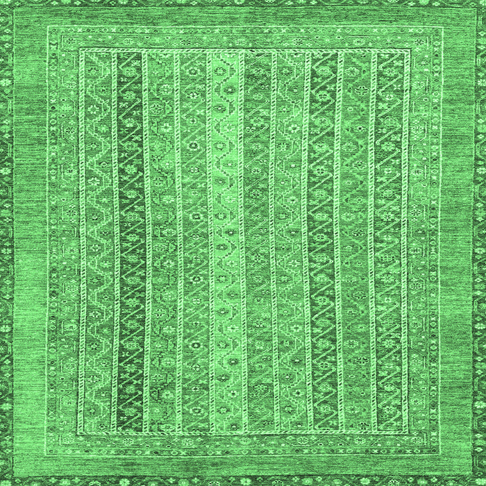 Square Machine Washable Abstract Emerald Green Modern Area Rugs, wshabs2381emgrn
