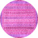 Round Machine Washable Abstract Pink Modern Rug, wshabs2381pnk