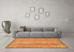 Machine Washable Abstract Orange Modern Area Rugs in a Living Room, wshabs2381org