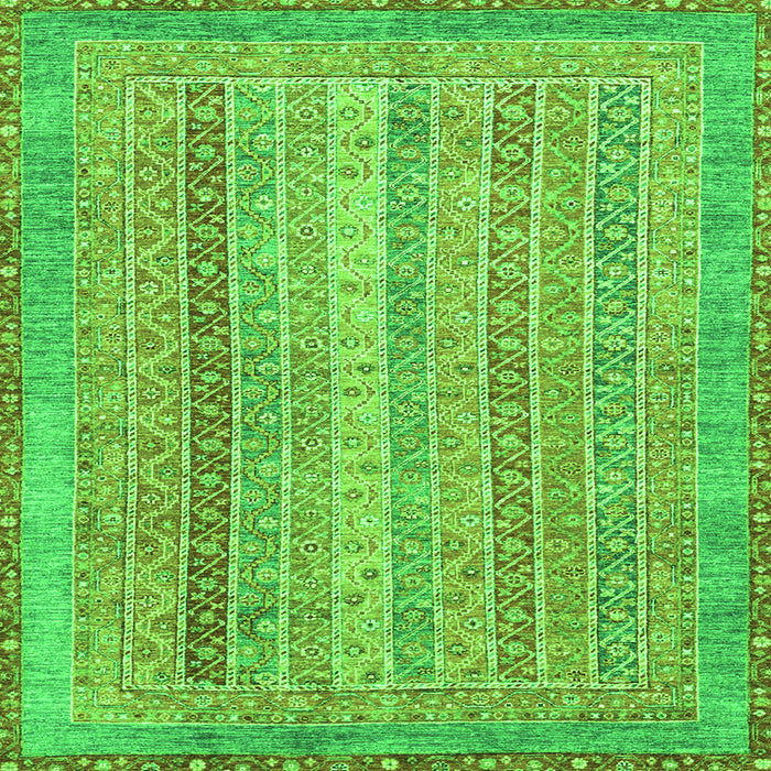 Square Machine Washable Abstract Green Modern Area Rugs, wshabs2381grn