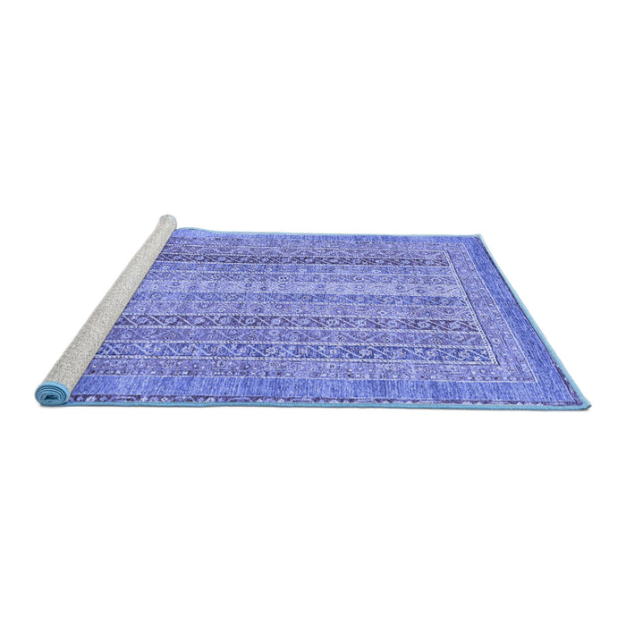Sideview of Machine Washable Abstract Blue Modern Rug, wshabs2381blu