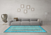 Machine Washable Abstract Light Blue Modern Rug, wshabs2381lblu