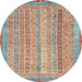 Round Machine Washable Abstract Rust Pink Rug, wshabs2381