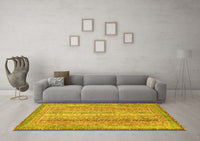 Machine Washable Abstract Yellow Modern Rug, wshabs2381yw