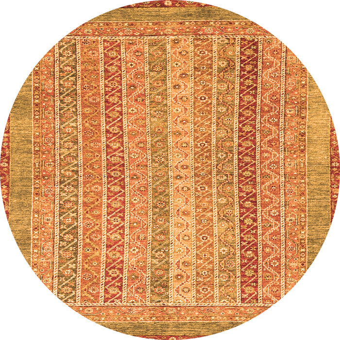 Round Abstract Orange Modern Rug, abs2381org