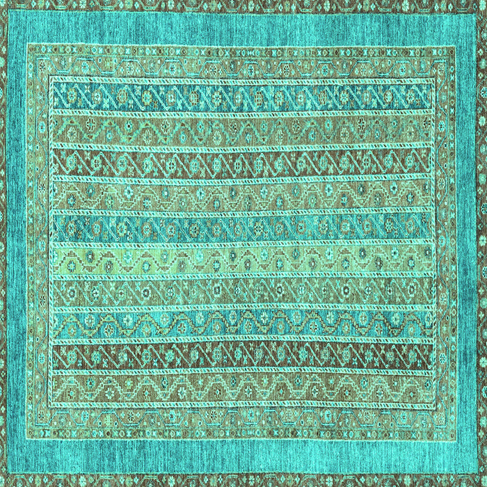Square Machine Washable Abstract Turquoise Modern Area Rugs, wshabs2381turq