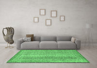 Machine Washable Abstract Emerald Green Modern Rug, wshabs2381emgrn