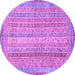 Round Machine Washable Abstract Purple Modern Area Rugs, wshabs2381pur