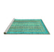 Sideview of Machine Washable Abstract Turquoise Modern Area Rugs, wshabs2381turq