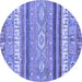 Round Abstract Blue Modern Rug, abs2382blu