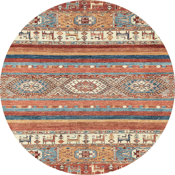 Round Machine Washable Abstract Chestnut Red Rug, wshabs2382