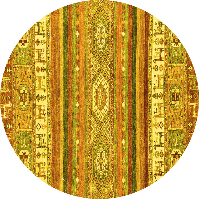 Round Machine Washable Abstract Yellow Modern Rug, wshabs2382yw