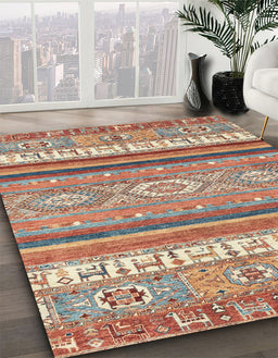 Machine Washable Abstract Chestnut Red Rug in a Family Room, wshabs2382