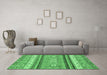 Machine Washable Abstract Emerald Green Modern Area Rugs in a Living Room,, wshabs2382emgrn