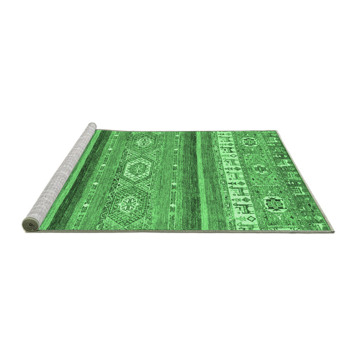 Sideview of Machine Washable Abstract Emerald Green Modern Area Rugs, wshabs2382emgrn