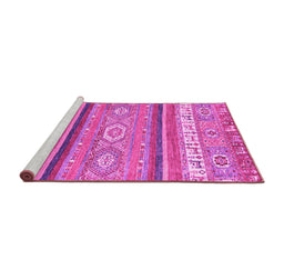 Sideview of Machine Washable Abstract Pink Modern Rug, wshabs2382pnk