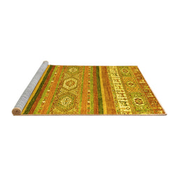 Sideview of Machine Washable Abstract Yellow Modern Rug, wshabs2382yw