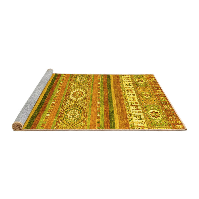 Sideview of Machine Washable Abstract Yellow Modern Rug, wshabs2382yw