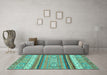 Machine Washable Abstract Turquoise Modern Area Rugs in a Living Room,, wshabs2382turq