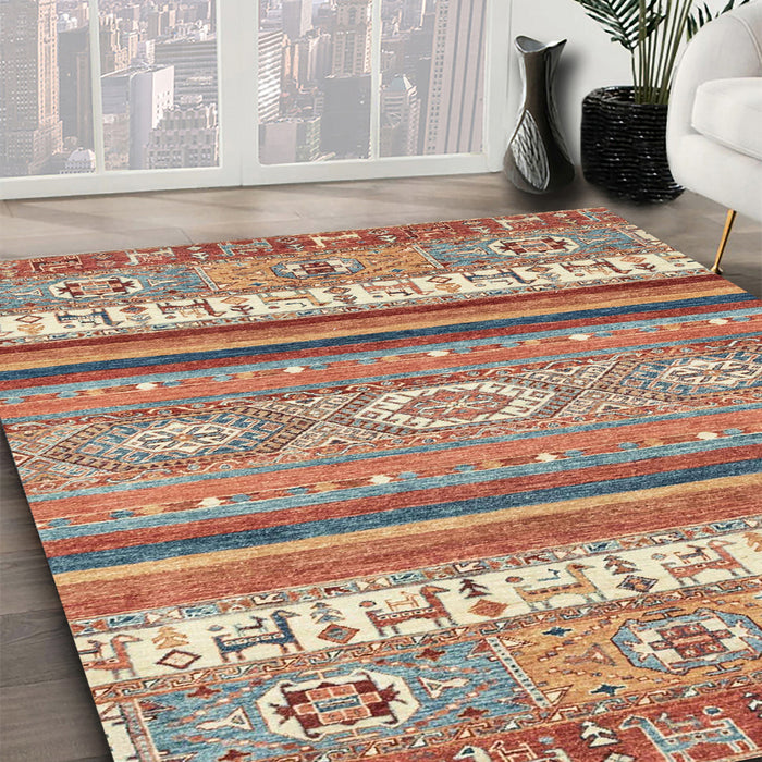 Abstract Chestnut Red Modern Rug in Family Room, abs2382