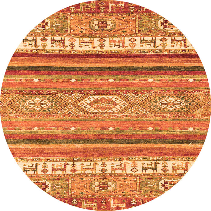 Round Abstract Orange Modern Rug, abs2382org