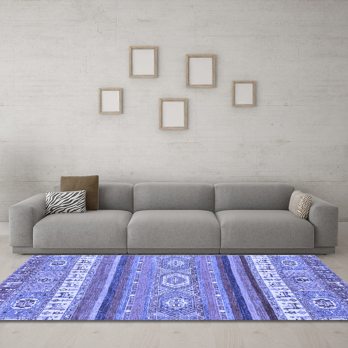 Machine Washable Abstract Blue Modern Rug in a Living Room, wshabs2382blu