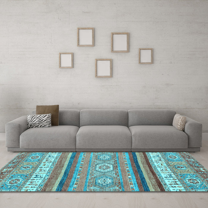 Machine Washable Abstract Light Blue Modern Rug in a Living Room, wshabs2382lblu