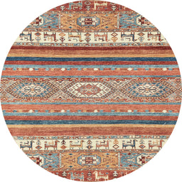 Round Abstract Chestnut Red Modern Rug, abs2382