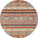 Round Abstract Chestnut Red Modern Rug, abs2382