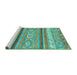 Sideview of Machine Washable Abstract Turquoise Modern Area Rugs, wshabs2382turq