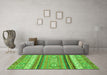 Machine Washable Abstract Green Modern Area Rugs in a Living Room,, wshabs2382grn