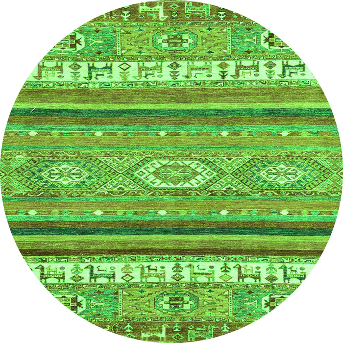 Round Machine Washable Abstract Green Modern Area Rugs, wshabs2382grn