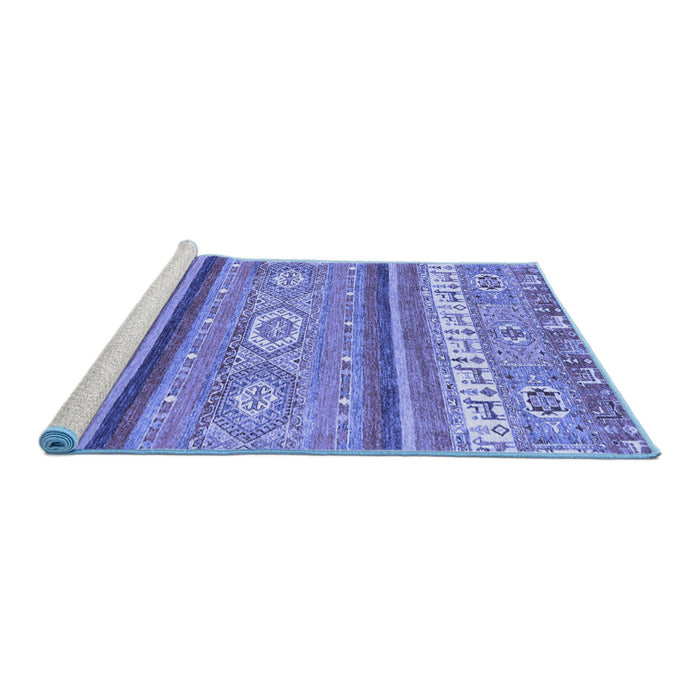 Sideview of Machine Washable Abstract Blue Modern Rug, wshabs2382blu