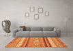 Machine Washable Abstract Orange Modern Area Rugs in a Living Room, wshabs2382org