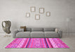 Machine Washable Abstract Pink Modern Rug in a Living Room, wshabs2382pnk