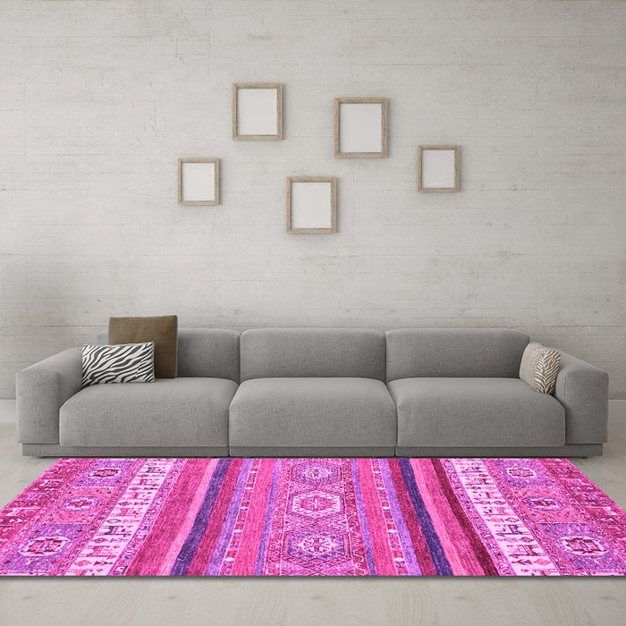 Machine Washable Abstract Pink Modern Rug in a Living Room, wshabs2382pnk